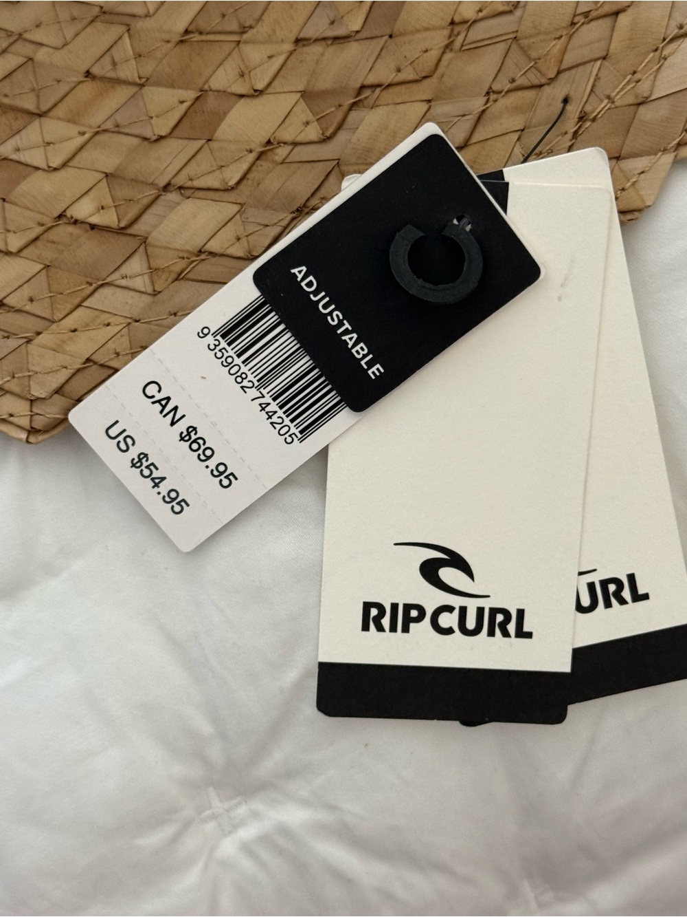 Rip Curl Straw Sun Hat - Natural Tan with Black Tags